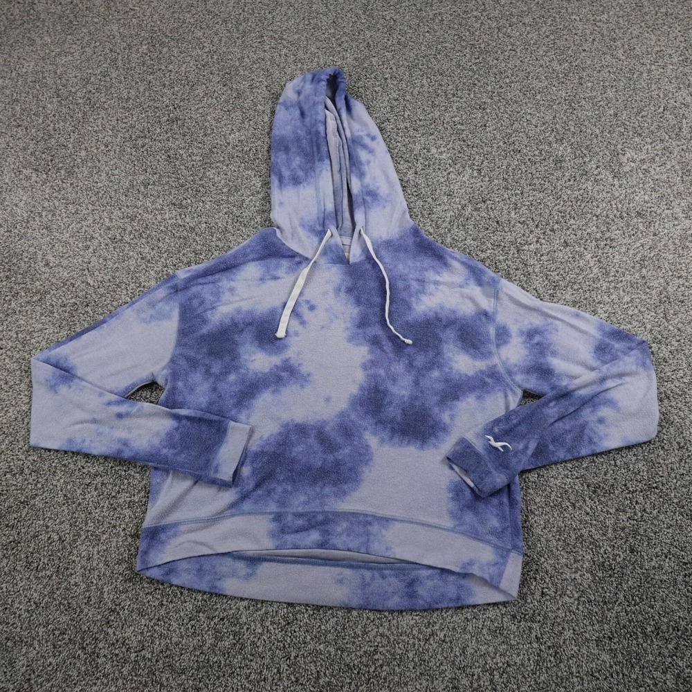 Hollister Hoodie Womens Medium Blue Tie Dye Pullover‎ Sweatshirt Sweater Preppy